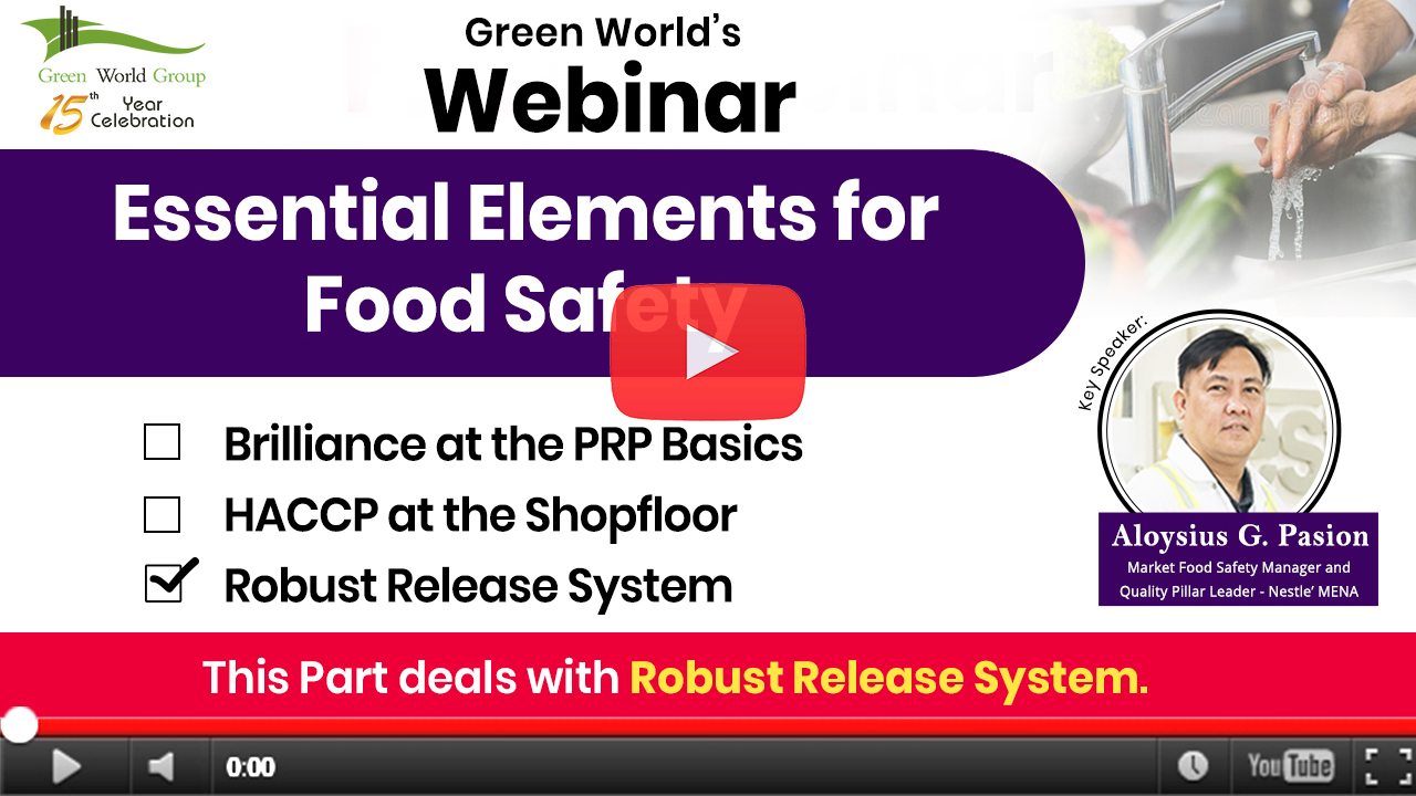 HACCP & Essentials of Food Safety – Robust Release System