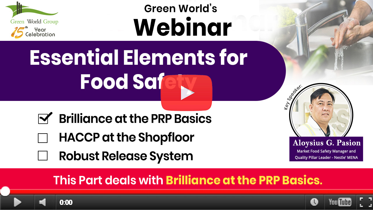 HACCP & Essentials of Food Safety – Brilliance at PRP Basics